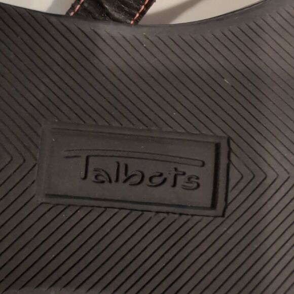 Talbots Chocolate Brown Leather Thong Flat Sandals With Beaded Sunburst - Picture 8 of 9